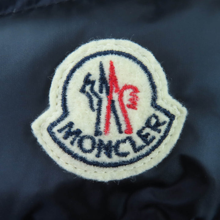 極美品☆MONCLER モンクレール HERMINE エルミンヌ ロゴワッペン・フード付 ZIP UP ダウンコート ネイビー 0 国内正規品 レディース