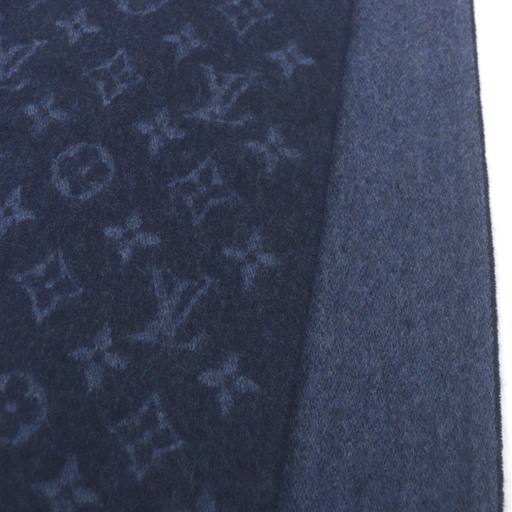 極美品□LOUIS VUITTON ルイヴィトン 2022年製 M70257 マフラー・モノグラムグラディエント カシミヤ ブルーマリーヌ 正規品 定価90000円