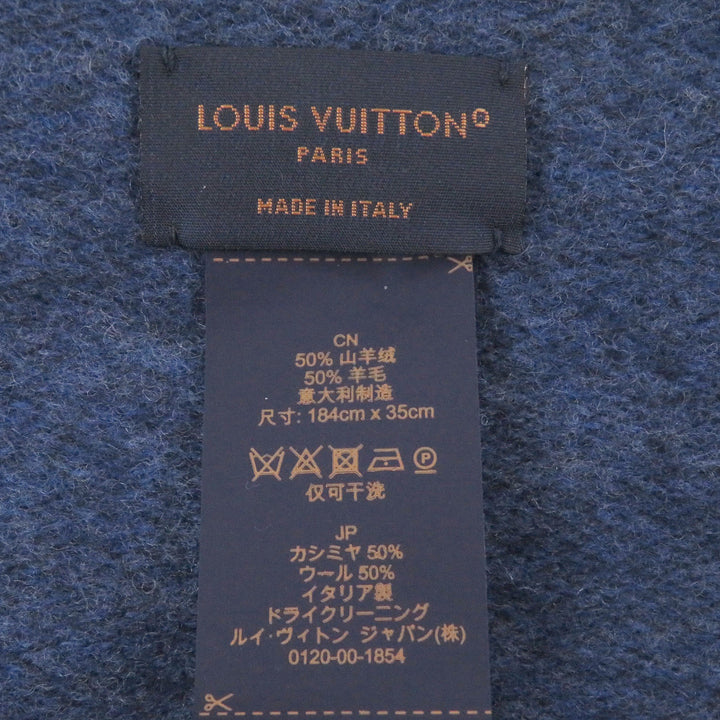 極美品□LOUIS VUITTON ルイヴィトン 2022年製 M70257 マフラー・モノグラムグラディエント カシミヤ ブルーマリーヌ 正規品 定価90000円