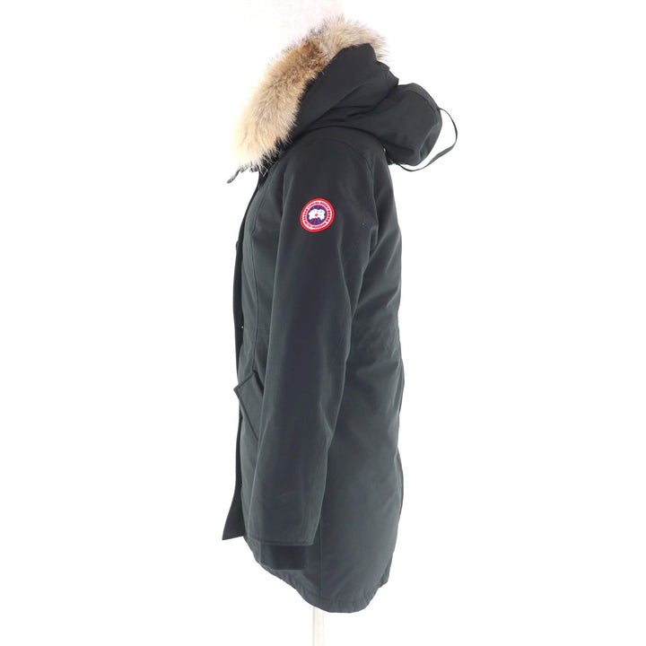 良品★CANADA GOOSE カナダグース 2580LA ROSSCLAIR PARKA ファー・フード・ロゴワッペン付 ダウンコート ブラック S/P カナダ製 正規品