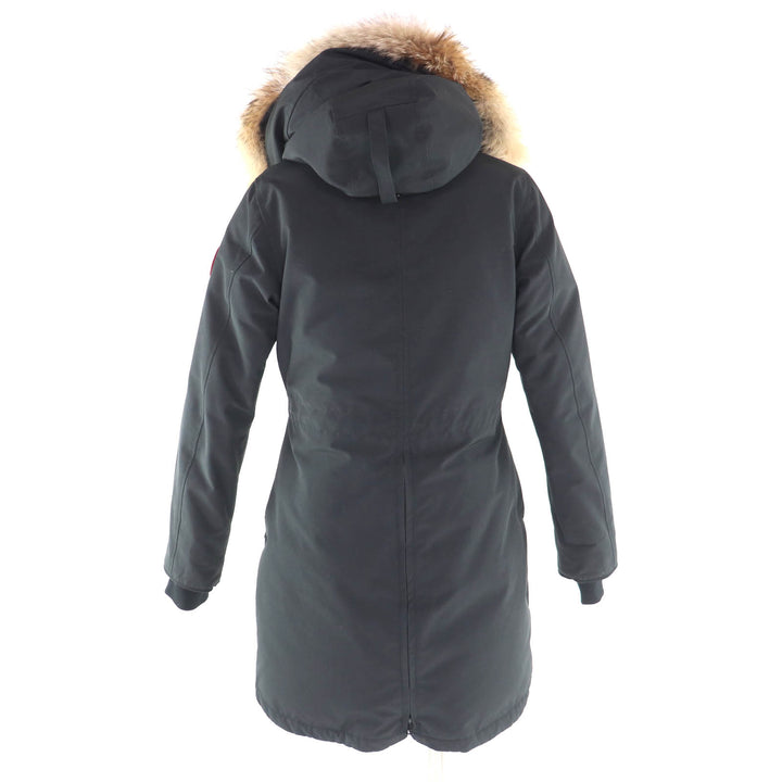 良品★CANADA GOOSE カナダグース 2580LA ROSSCLAIR PARKA ファー・フード・ロゴワッペン付 ダウンコート ブラック S/P カナダ製 正規品