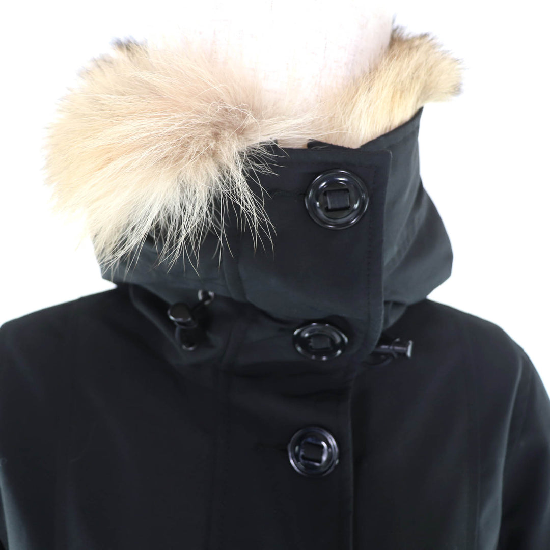 良品★CANADA GOOSE カナダグース 2580LA ROSSCLAIR PARKA ファー・フード・ロゴワッペン付 ダウンコート ブラック S/P カナダ製 正規品