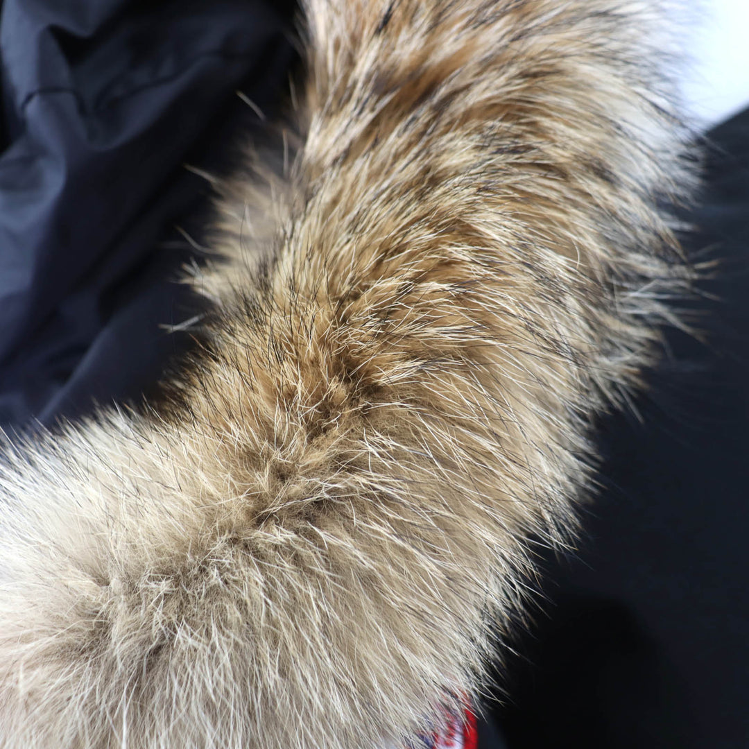 良品★CANADA GOOSE カナダグース 2580LA ROSSCLAIR PARKA ファー・フード・ロゴワッペン付 ダウンコート ブラック S/P カナダ製 正規品