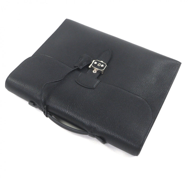 未使用品▼HERMES エルメス サックアデペッシュ ライト 1-37 シェーブル マットシルバー金具 レザー ブリーフケース ブラック Z刻印 箱付