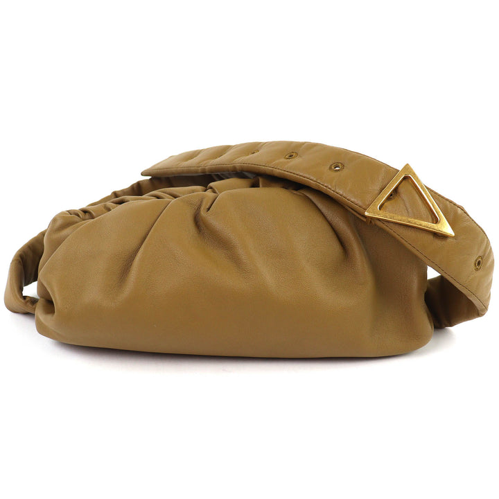 美品△BOTTEGAVENETA ボッテガヴェネタ 620954 ザ ボディポーチ ラムレザー シャーリング ボディバッグ ブラウン イタリア製 レディース