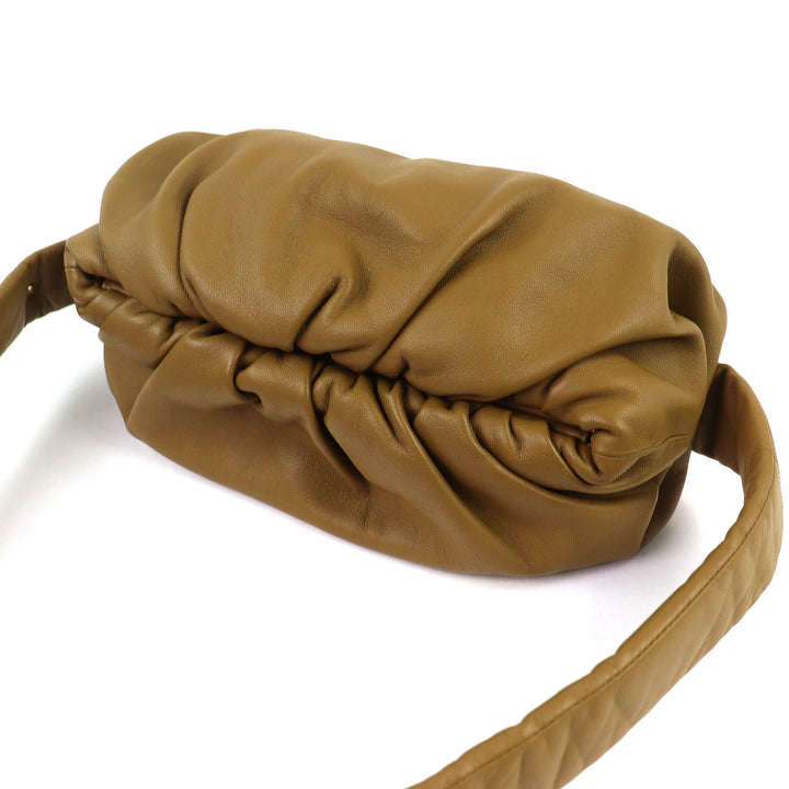美品△BOTTEGAVENETA ボッテガヴェネタ 620954 ザ ボディポーチ ラムレザー シャーリング ボディバッグ ブラウン イタリア製 レディース