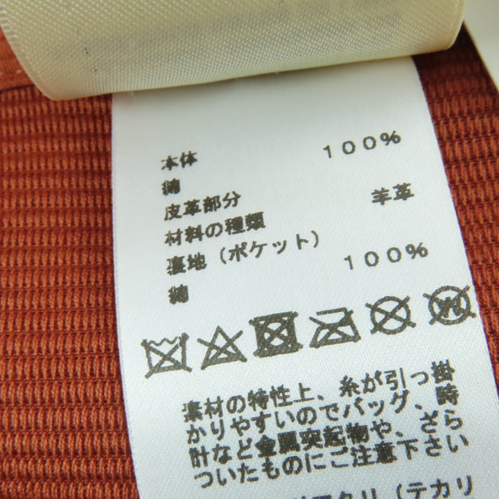 極美品☆HERMES エルメス 22SS 2E0527D6 コットン レザー使い ノースリーブ ワンピース オレンジ系 36 フランス製 正規品 レディース