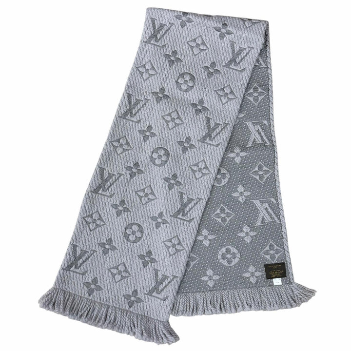 美品◇LOUIS VUITTON ルイヴィトン M74742 エシャルプ ロゴマニア ウール シルク モノグラム フリンジ付き マフラー グリペルル 正規品