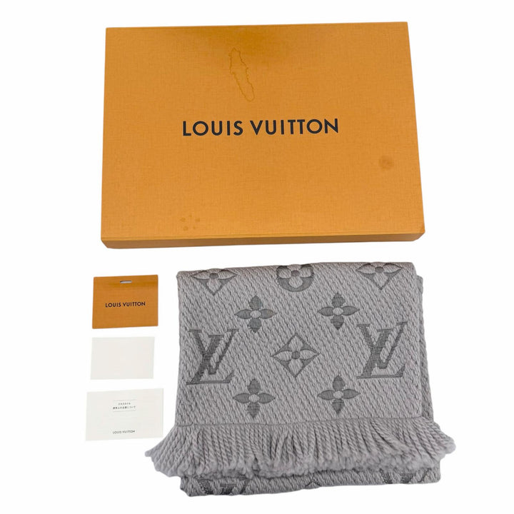 美品◇LOUIS VUITTON ルイヴィトン M74742 エシャルプ ロゴマニア ウール シルク モノグラム フリンジ付き マフラー グリペルル 正規品
