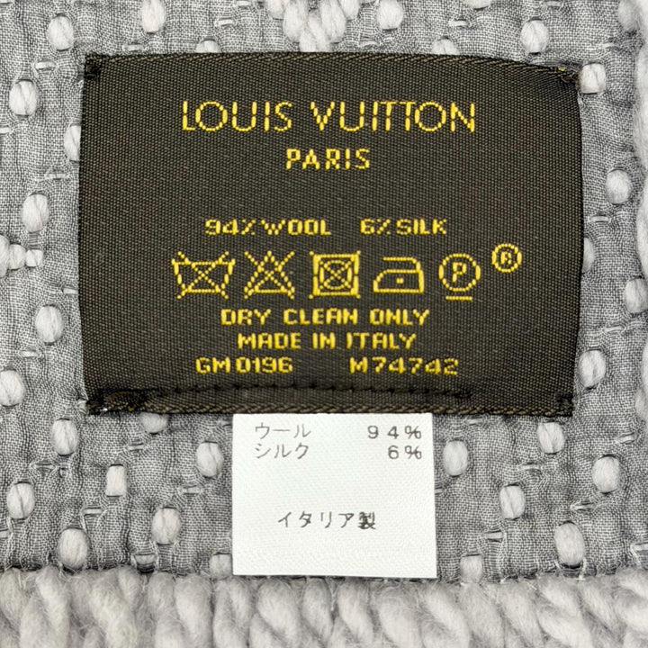 美品◇LOUIS VUITTON ルイヴィトン M74742 エシャルプ ロゴマニア ウール シルク モノグラム フリンジ付き マフラー グリペルル 正規品