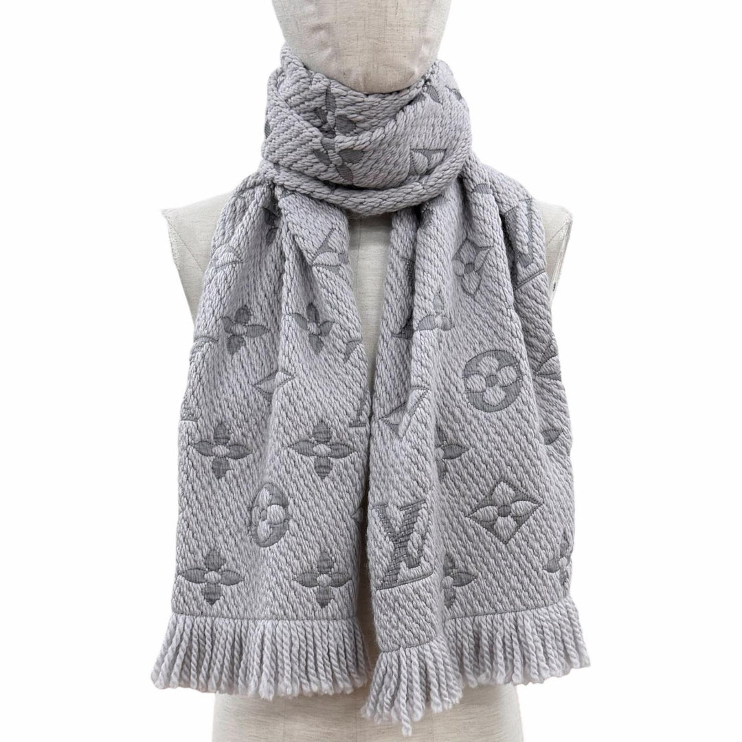 美品◇LOUIS VUITTON ルイヴィトン M74742 エシャルプ ロゴマニア ウール シルク モノグラム フリンジ付き マフラー グリペルル 正規品