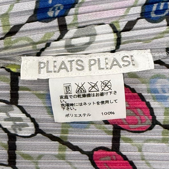 極美品◇PLEATS PLEASE プリーツプリーズ イッセイミヤケ PP81-JO662 元素記号プリント カーディガン グレー マルチ 4 日本製 正規品