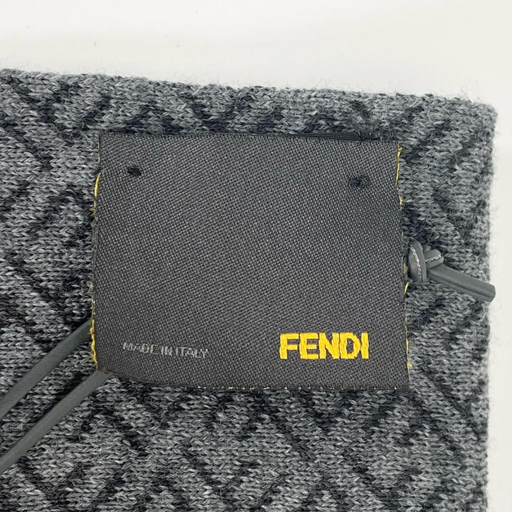 未使用品▲FENDI フェンディ ウール100％ マイクロズッカ柄 マフラー グレー イタリア製 正規品 メンズ