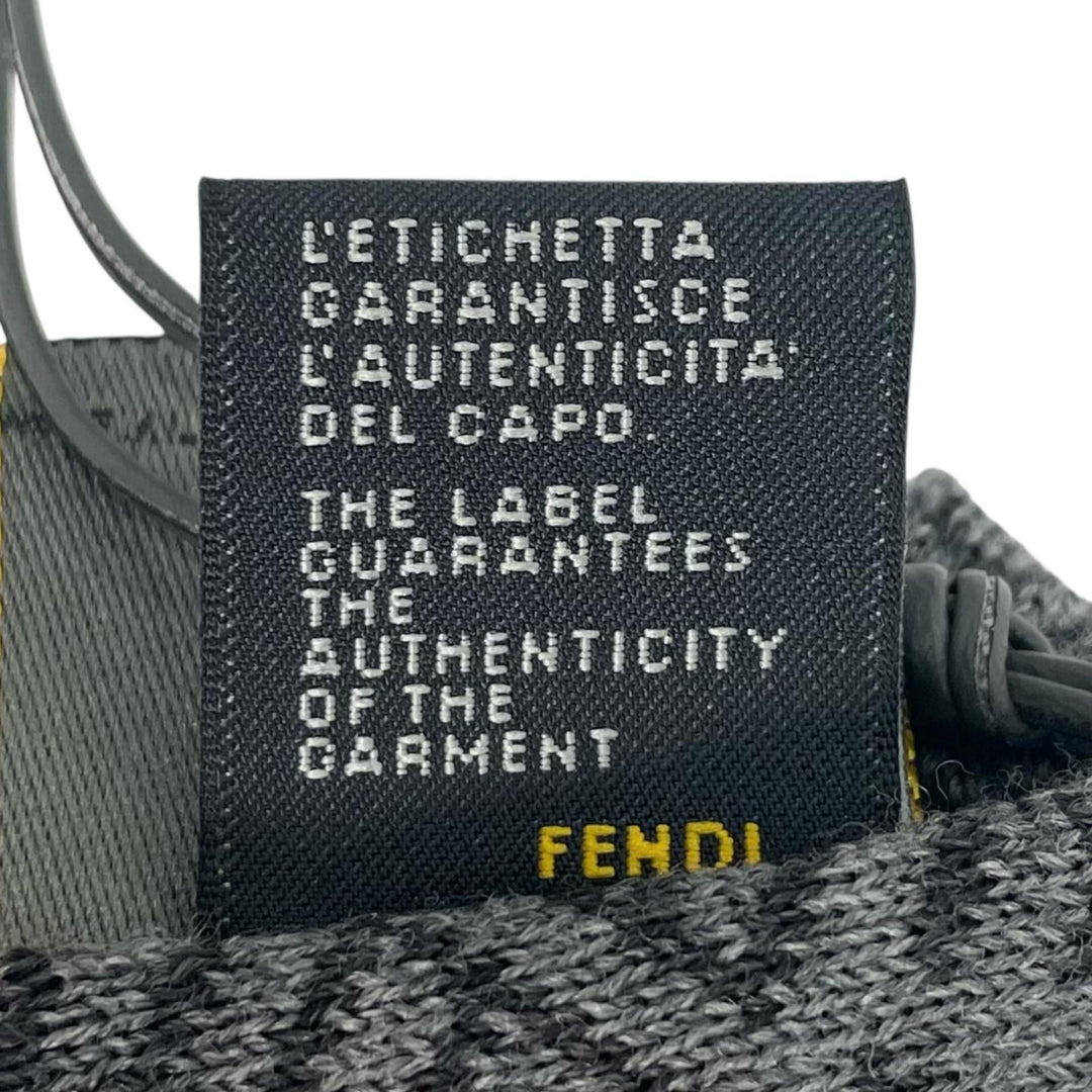 未使用品▲FENDI フェンディ ウール100％ マイクロズッカ柄 マフラー グレー イタリア製 正規品 メンズ