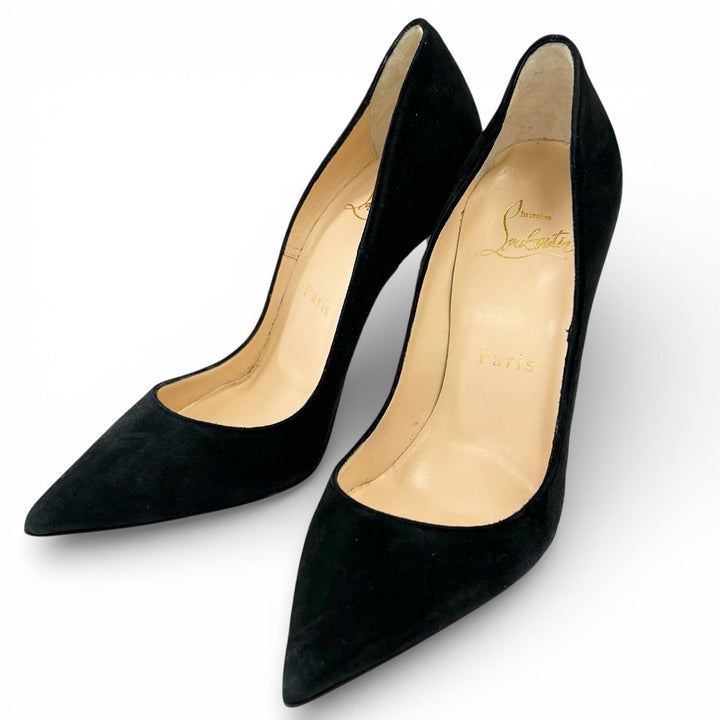 極美品▲Christian Louboutin クリスチャンルブタン SO KATE 120 スウェードレザー パンプス ブラック 35 箱・保存袋付 伊製 レディース