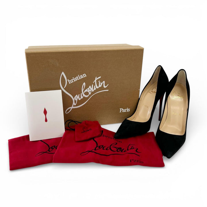 極美品▲Christian Louboutin クリスチャンルブタン SO KATE 120 スウェードレザー パンプス ブラック 35 箱・保存袋付 伊製 レディース