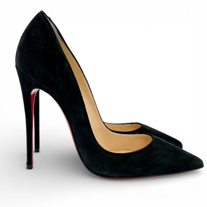 極美品▲Christian Louboutin クリスチャンルブタン SO KATE 120 スウェードレザー パンプス ブラック 35 箱・保存袋付 伊製 レディース