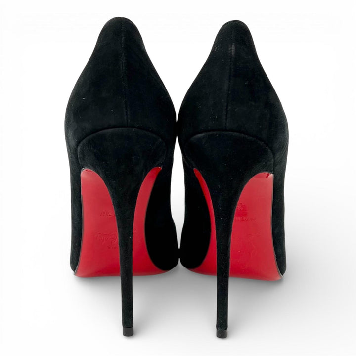 極美品▲Christian Louboutin クリスチャンルブタン SO KATE 120 スウェードレザー パンプス ブラック 35 箱・保存袋付 伊製 レディース