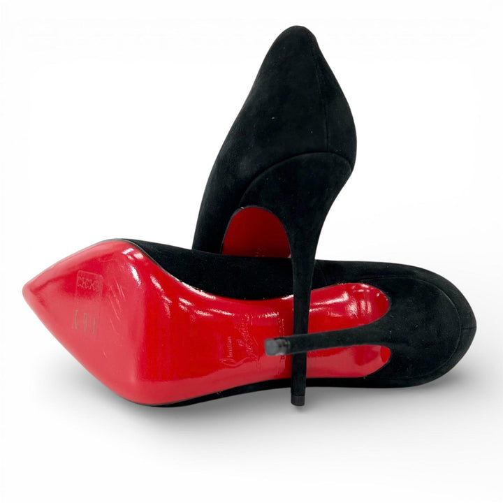 極美品▲Christian Louboutin クリスチャンルブタン SO KATE 120 スウェードレザー パンプス ブラック 35 箱・保存袋付 伊製 レディース