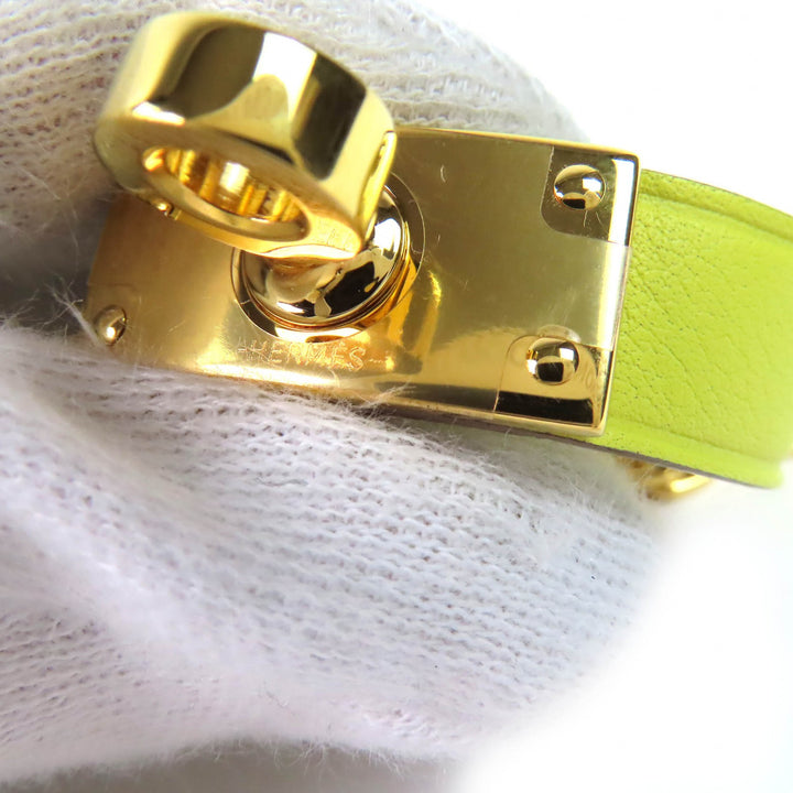 未使用品△HERMES エルメス ケリー レザー グローブホルダー 手袋ホルダー イエロー ゴールド金具 フランス製 レディース オススメ◎
