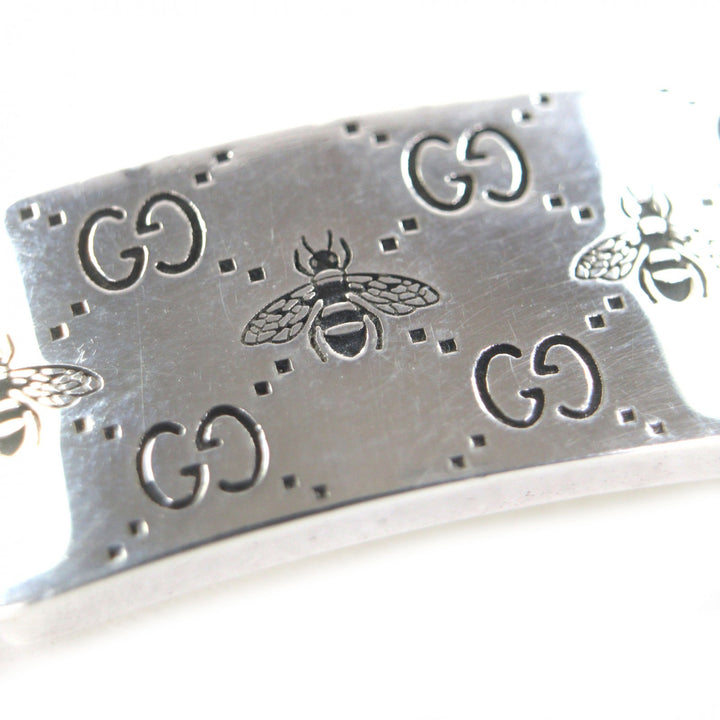 良品▼GUCCI グッチ AG925 GG＆BEE エングレービング ブレスレット シルバー 17 イタリア製 重量37.0g メンズ レディース アクセサリー