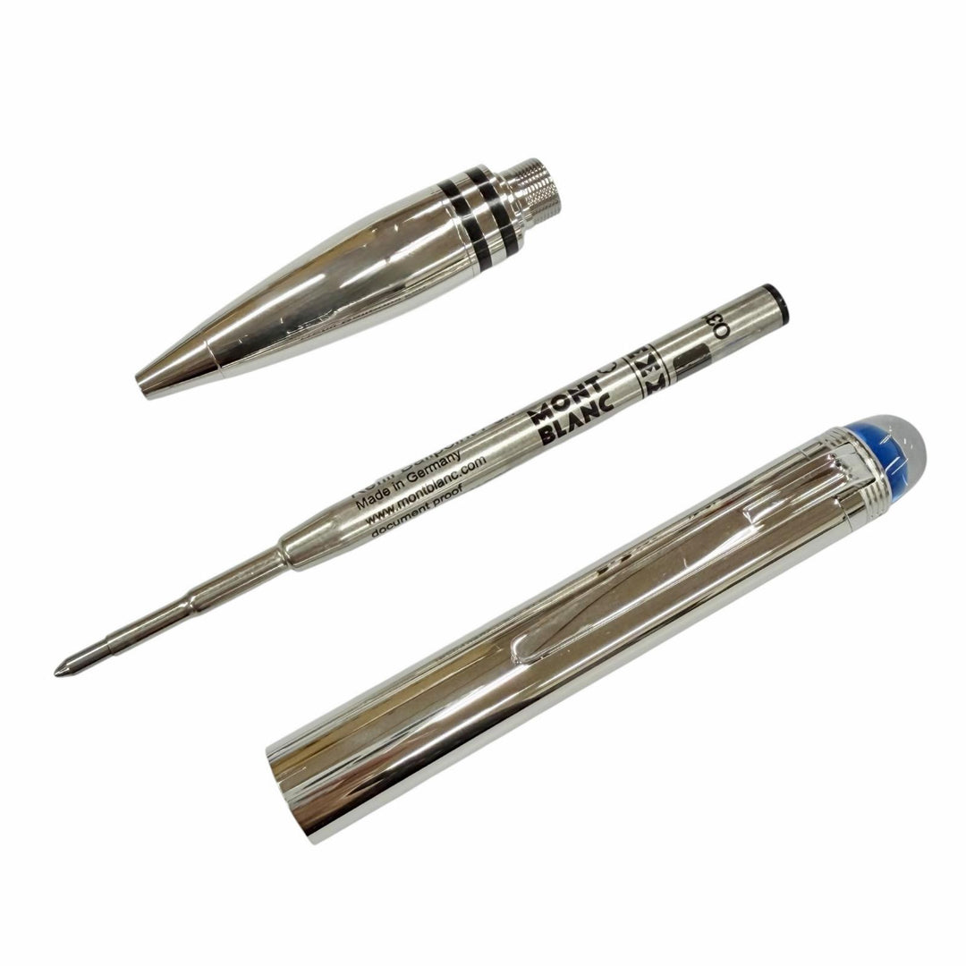 美品◇MONTBLANC モンブラン スターウォーカー メタル ブルードーム 新型 ツイスト式 ボールペン シルバー ドイツ製 メンズ 筆記確認済み