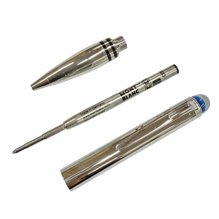 美品◇MONTBLANC モンブラン スターウォーカー メタル ブルードーム 新型 ツイスト式 ボールペン シルバー ドイツ製 メンズ 筆記確認済み