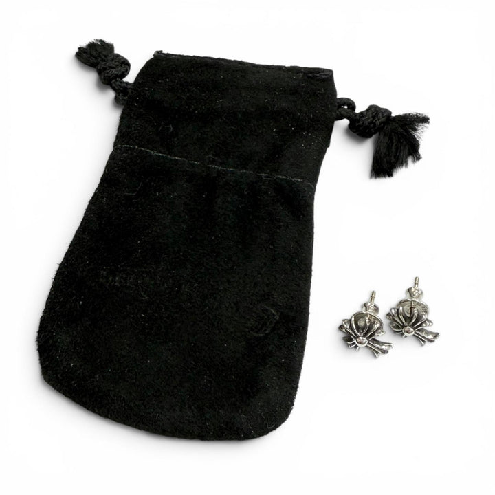 美品▼CHROME HEARTS クロムハーツ No2 CH CRS FAT CHクロス ファット スタッド 925 2個セット ピアス シルバー 重量1.7g 保存袋付き