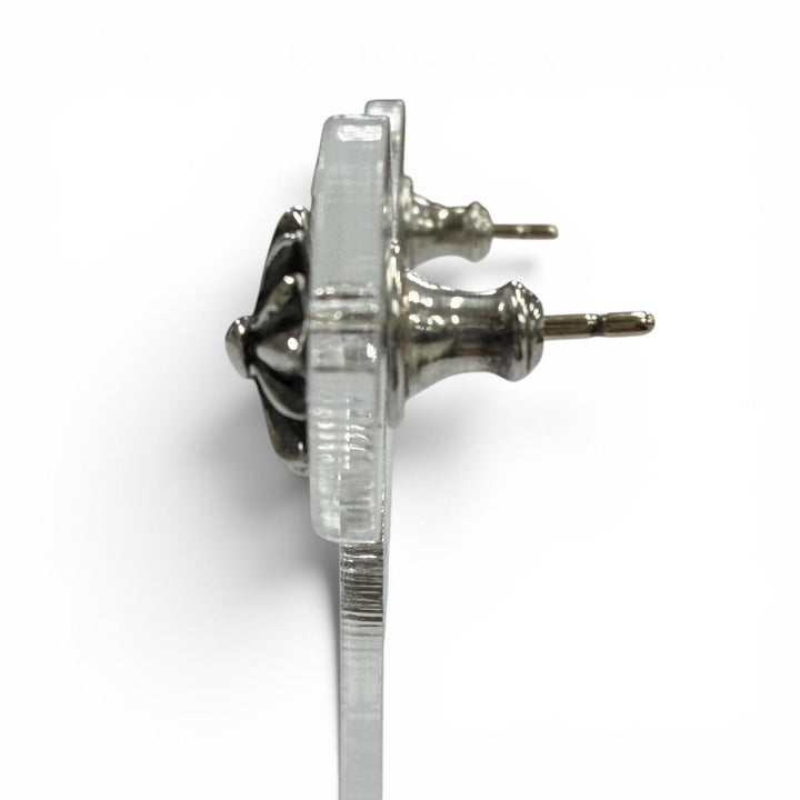 美品▼CHROME HEARTS クロムハーツ No2 CH CRS FAT CHクロス ファット スタッド 925 2個セット ピアス シルバー 重量1.7g 保存袋付き