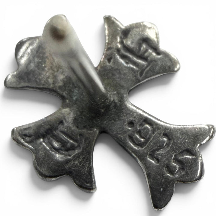 美品▼CHROME HEARTS クロムハーツ No2 CH CRS FAT CHクロス ファット スタッド 925 2個セット ピアス シルバー 重量1.7g 保存袋付き