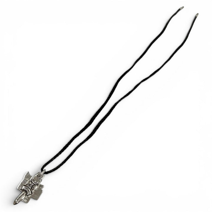 美品▼CHROME HEARTS クロムハーツ 925 中期モデル スリートリンケッツ レザーブレード スクロール ネックレス シルバー 重量35.8g 袋付