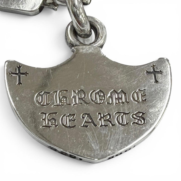 美品▼CHROME HEARTS クロムハーツ 925 中期モデル スリートリンケッツ レザーブレード スクロール ネックレス シルバー 重量35.8g 袋付