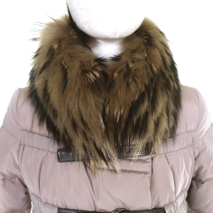 極美品△MONCLER モンクレール LEMMING レミン ラクーンファー レザーベルトデザイン ロングダウンコート ピンク系 00 正規品