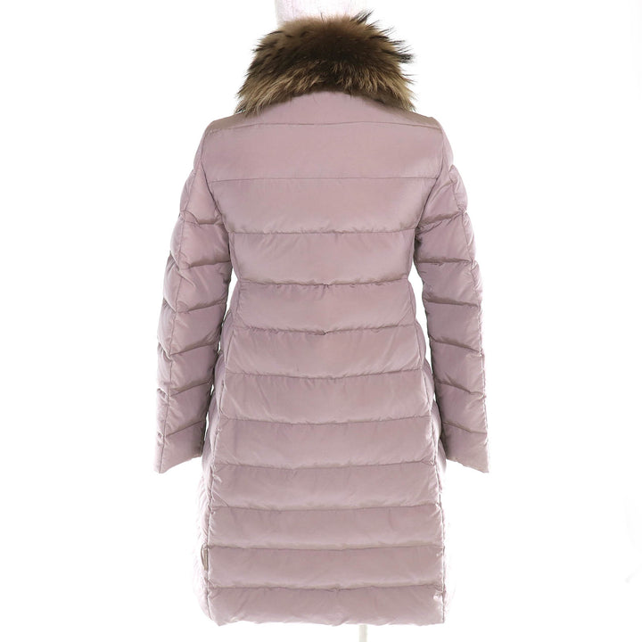 極美品△MONCLER モンクレール LEMMING レミン ラクーンファー レザーベルトデザイン ロングダウンコート ピンク系 00 正規品
