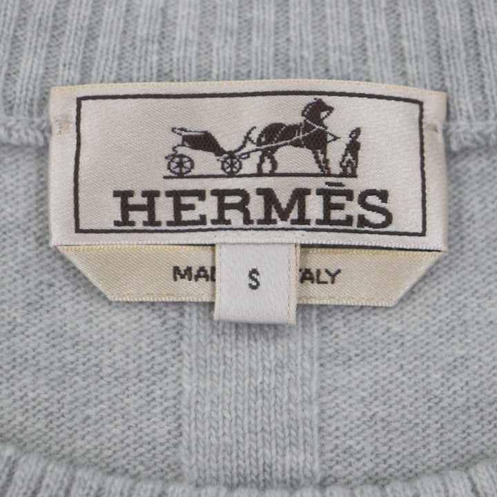 極美品▼HERMES エルメス 24AW 467210HA ウール カシミヤ クルーネック プルオーバー ニットセーター グレー S イタリア製 正規品 メンズ