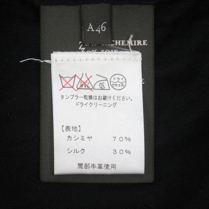 美品▼Berluti ベルルッティ カシミヤ シルク レザーパイピング クルーネック ロングスリーブ 薄手 ハイゲージニットセーター A46 正規品