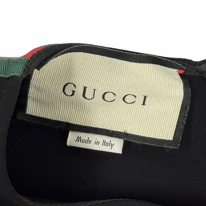 美品★GUCCI グッチ 528977 シェリーライン クルーネック 半袖 ミニ丈 ジャージー ワンピース ブラック 38 イタリア製 正規品 レディース