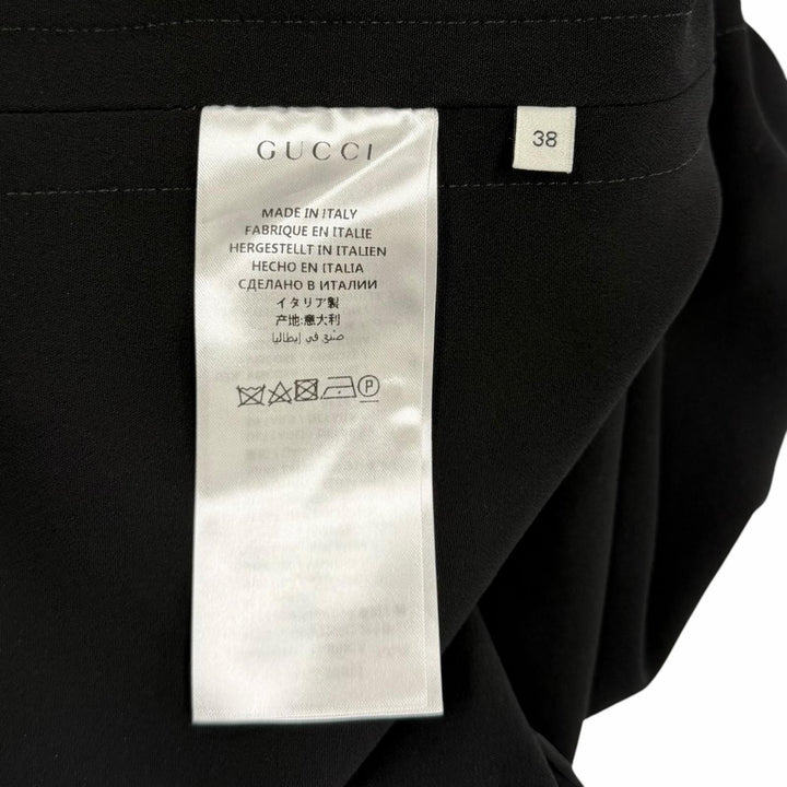 美品★GUCCI グッチ 528977 シェリーライン クルーネック 半袖 ミニ丈 ジャージー ワンピース ブラック 38 イタリア製 正規品 レディース