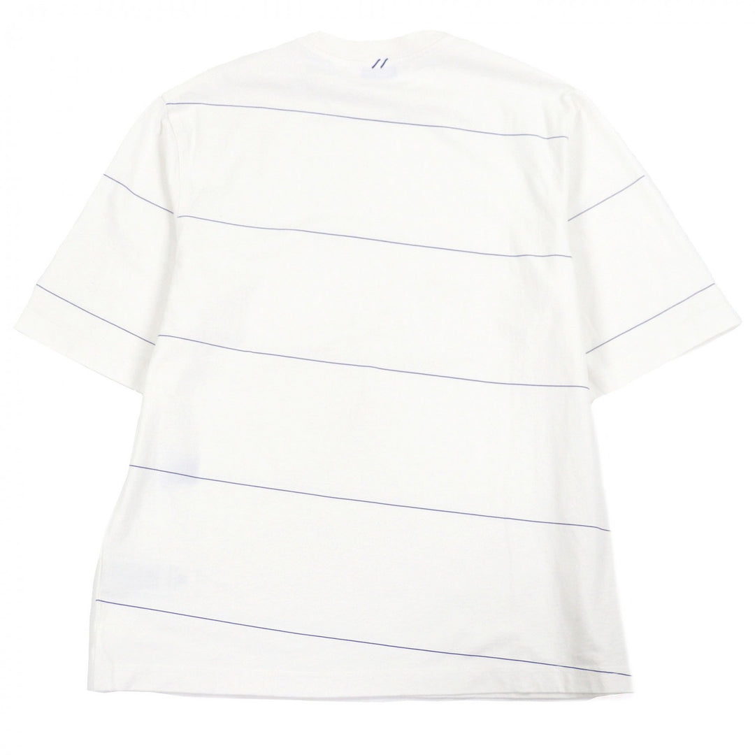 極美品□BURBERRY バーバリー 8083612 コットン100％ ロゴ刺繍 エンブロイダリー 半袖Ｔシャツ ホワイト ブルー M イタリア製 正規品