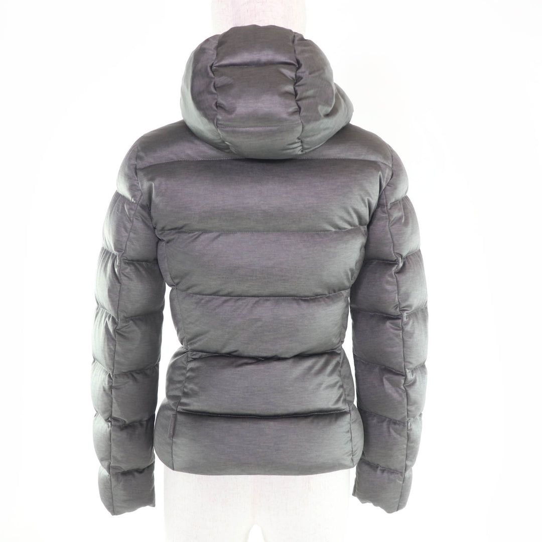 美品★MONCLER モンクレール 220934599500 JERSEY ジェルジー フード・ロゴZIP付 ダウンジャケット グレー 00 正規品 レディース