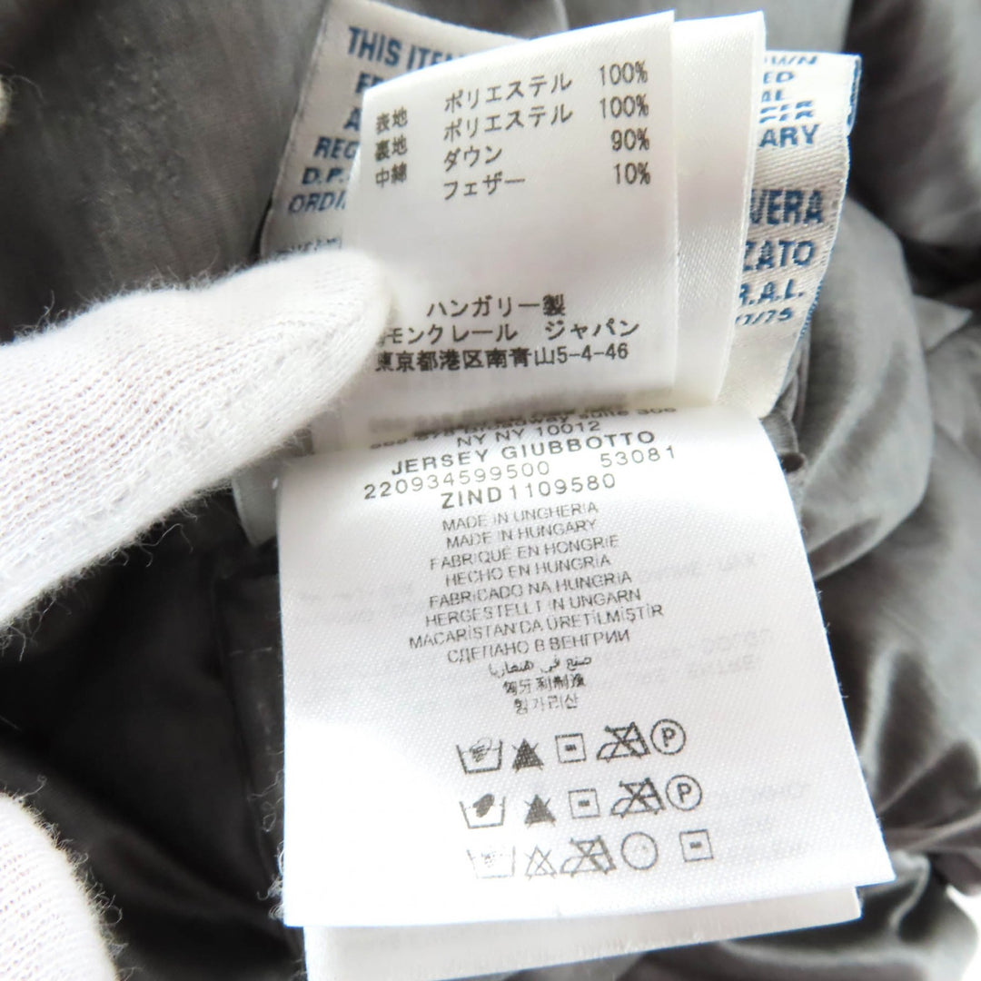 美品★MONCLER モンクレール 220934599500 JERSEY ジェルジー フード・ロゴZIP付 ダウンジャケット グレー 00 正規品 レディース