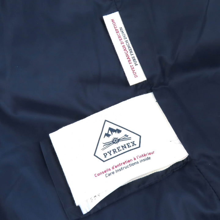美品△Pyrenex ピレネックス BORDEAUX FUR ボルドー ロゴワッペン ラクーンファー フード付き ダブルジップ ダウンジャケット 38 正規品