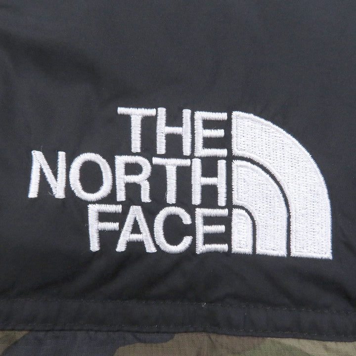 極美品□ザ・ノースフェイス ND91842 Novelty Nuptse Jacket カモフラ柄 フード入り ポケッタブル ダウンジャケット カーキ L 正規品