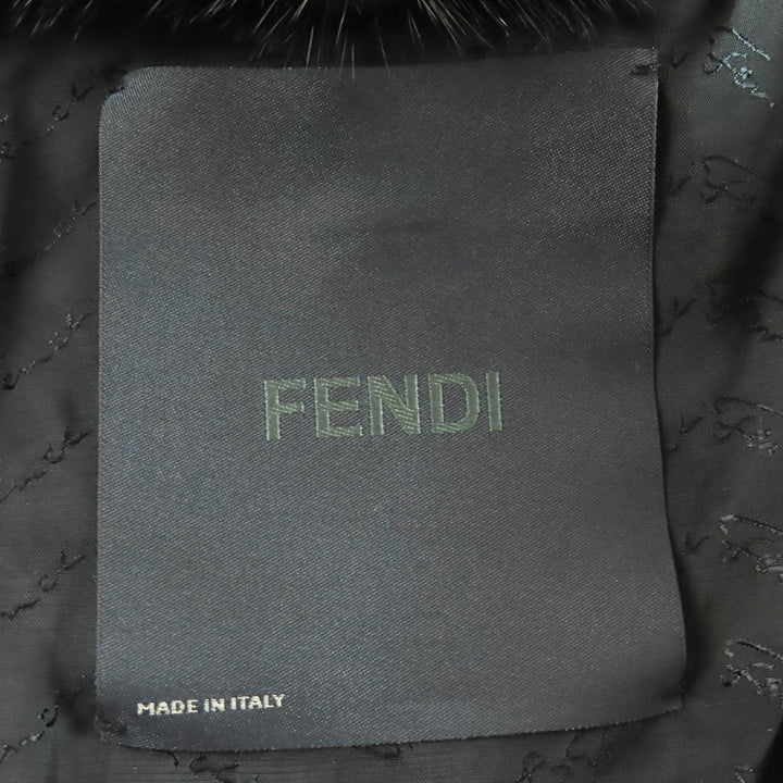 極美品△FENDI フェンディ クロコダイルベルト付き ミンクファー ショート ジャケット ブラック 40 ハンガー・ガーメント付 伊製 正規品