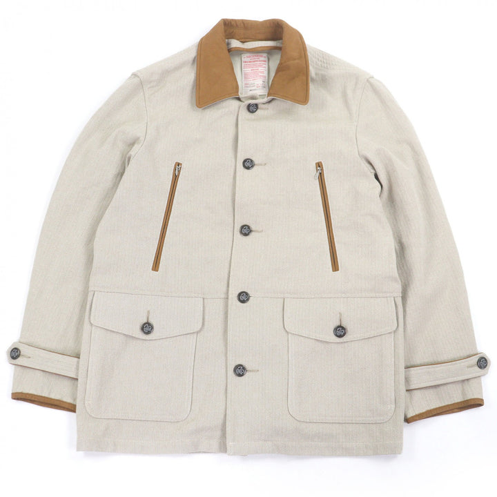 極美品□ナイスネス 25SS NN-0201B15 LORAN Herringbone Hunting Jacket ヘリンボーン レザー使い ハンティングジャケット M 日本製