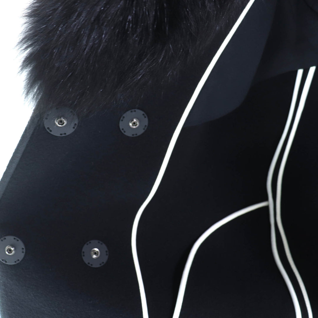 極美品△FENDI フェンディ FF8677 ウール100％ フォックスファー ロング チェスターコート ブラック 40 ハンガー・ガーメント付き 正規品