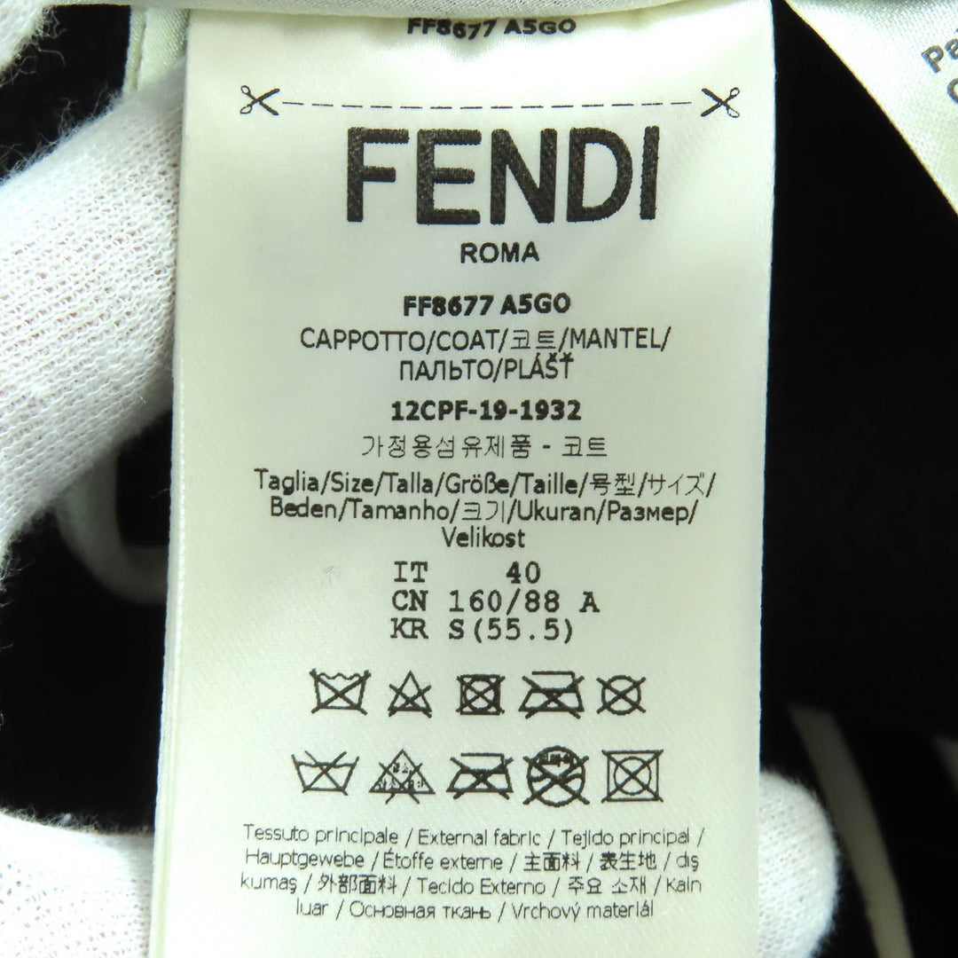 極美品△FENDI フェンディ FF8677 ウール100％ フォックスファー ロング チェスターコート ブラック 40 ハンガー・ガーメント付き 正規品