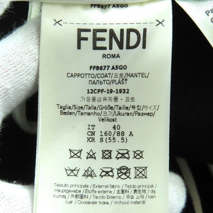 極美品△FENDI フェンディ FF8677 ウール100％ フォックスファー ロング チェスターコート ブラック 40 ハンガー・ガーメント付き 正規品