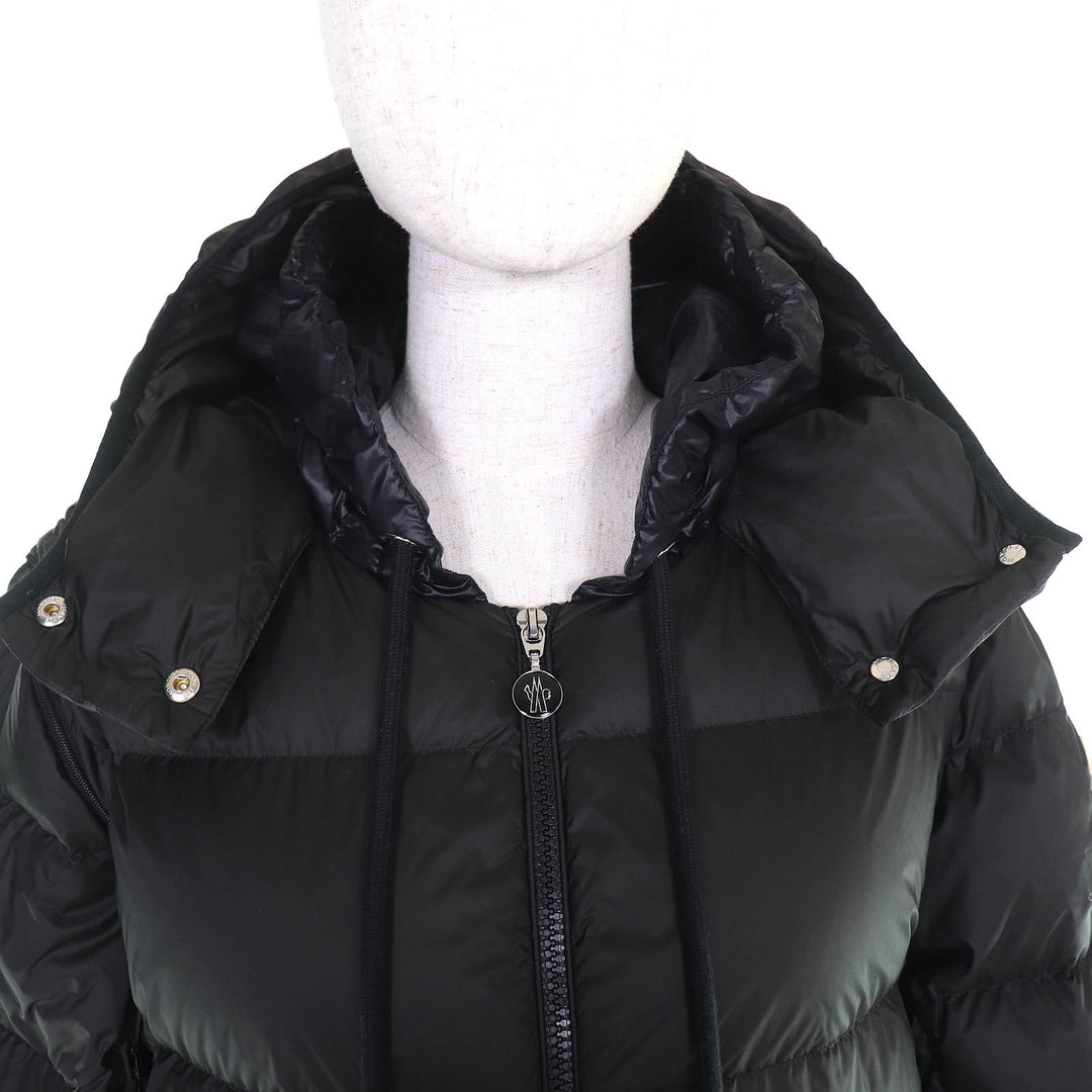 極美品△MONCLER モンクレール 22-23AW DRONIERES ロゴワッペン フード付き 2WAY ダウンジャケット ダウンベスト ジャケット 0 黒 正規品