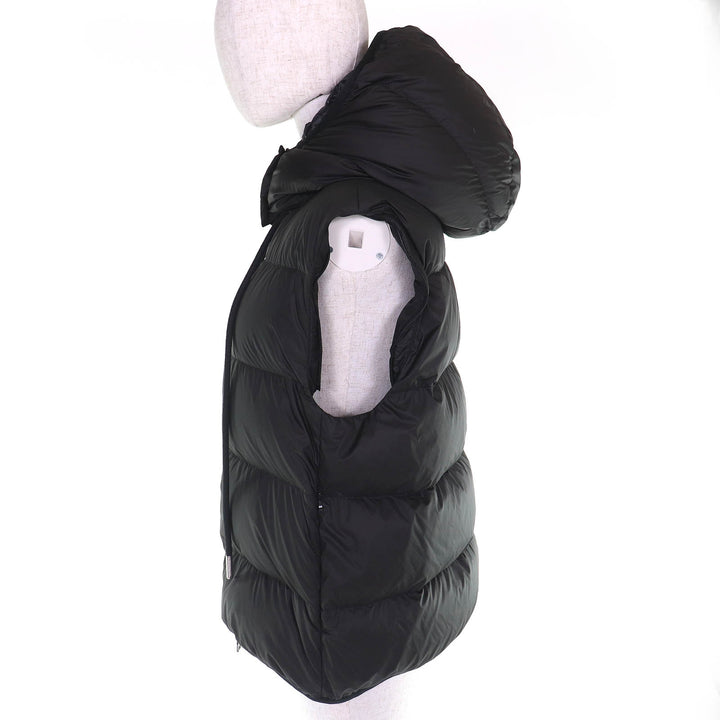 極美品△MONCLER モンクレール 22-23AW DRONIERES ロゴワッペン フード付き 2WAY ダウンジャケット ダウンベスト ジャケット 0 黒 正規品
